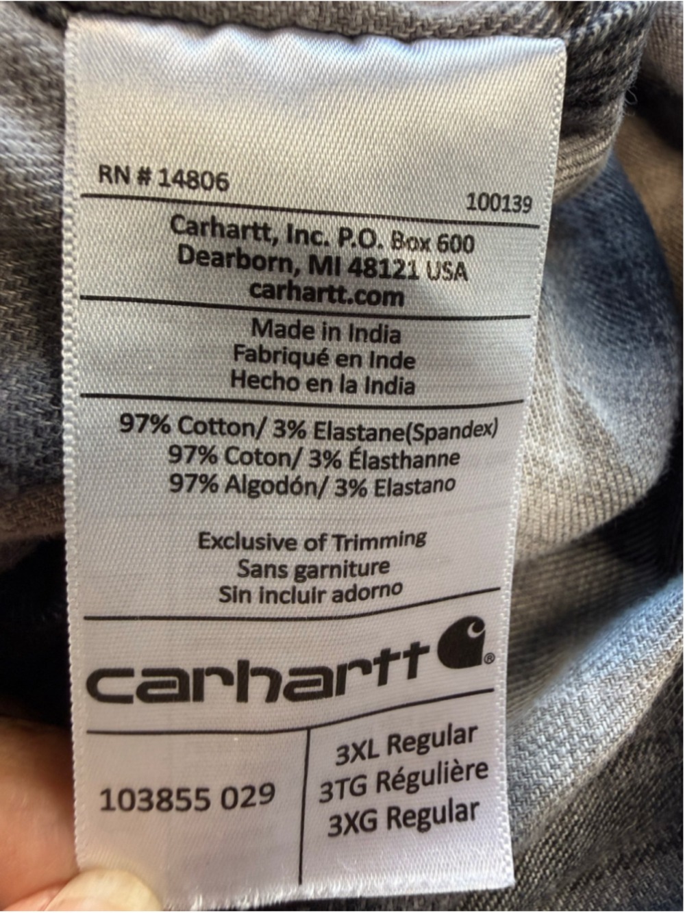 Carhartt Rugged Flex Hamilton Plaid Snap Front Flannel Shirt 3XL Gray 103855 - Picture 10 of 11
